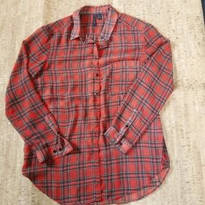 MNG by Mango Button Up Plaid Shirt